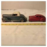 2 vintage metal cars; 1933 Cadillac
