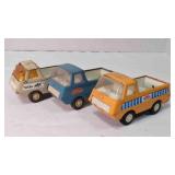 3 Vintage Tonka steel mini cab-over pickup trucks