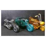 3 Vintage Avon Super Cycle glass decanter bottles