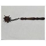 Vintage mace weapon, wood w/metal spikes