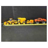 4 model vehicles; Cat front loader, 5"