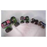 4 Monster cars; Grave Digger, 7" & 4"