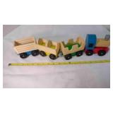 wood train & 3 cars