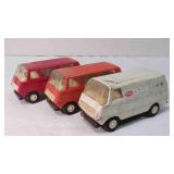 3 Vintage TONKA pressed steel van 2 passenger