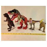 4 dinosaur models; T-Rex, 10" tall, moveable