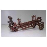 Antique Cast Iron Horse Drawn Fire Enging Toy