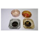 4 Vintage Las Vegas Glass Ashtrays - Thunderbird