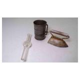 OLD Dix Coffee Metal Measure Cup & Cory Glass