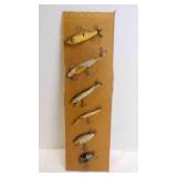 Vintage Wood & Metal Fishing Lures on Display