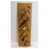 Vintage Wood & Metal Fishing Lures on Display
