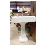 Vintage Porcelain Two 2 Piece Pedestal Sink
