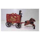 Vintage Cast Iron Toy Circus Wagon Lion Cage Horse