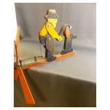 Hand Painted Wood Whirligig Depicting a Figure