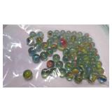 Vintage Glass Marbles Multicolor Swirls w/Shooter