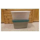2 Large Plastic Storage Bins w/Lids
