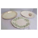 3 Detailed Vintage Serving Platters - 1 Floral