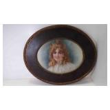 Antique Oval Framed Portrait of Young Girl Print