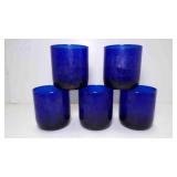 5 Vintage Libbey Metropolitan Cobalt Blue Round