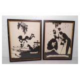 2 Black & White Silhouette Art Pieces "So Deep"