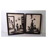 2 6½" X 8½" Reverse Painted "Saturday Night" &