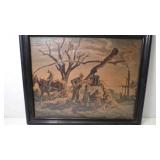 Vintage 10X8 Framed Western Art Print Cowboy