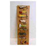 Vintage Wood & Metal Fishing Lures on Display