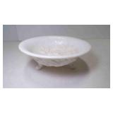 Vintage White Milk Glass Footed Bowl 3D Rose