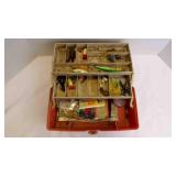 Vintage Plano 2-Drawer Tackle Box w/Lures, hooks