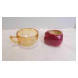 2 Vintage Marigold Carnival Glass Tea Cups