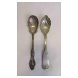 2 Vintage Detailed Silverplated Sugar Teaspoons