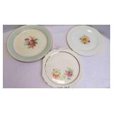 3 Vintage Floral Detailed Porcelain Serving Plates