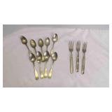12 Vintage Flatware, 9 Nickle Silver Fiddle