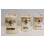 3 Vintage Czechoslovakian Lusterware Spice Jars