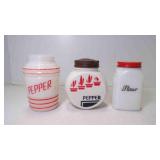 2 Vintage Large Milk Glass Pepper Shakers 1 No