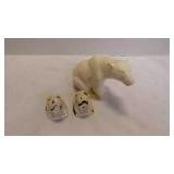 3 Vintage Figurines Molded Stone-Like Figurines