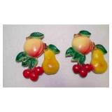 2 Vintage Plaster Chalkware Fruit Wall Plaques
