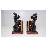 Vintage Terra Cotta Ceramic Poodle Bookends Black