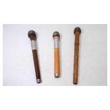 3 Vintage Wood Textile Mill Bobbins Spindles