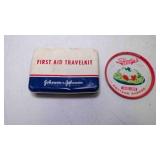 Vintage First Aid Travel Kit Metal Tin Hinged Lid