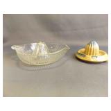 Vintage Clear Glass Juicer & Antique Stoneware