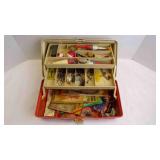 Vintage Plano Two-Tray Takle Box w/Lures, hooks
