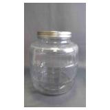Vintage Clear Glass Barrel Shaped Pickle Jar Metal