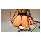 Vintage Slag Glass Hanging Lamp 18" Diameter