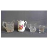 2 Vintage Clear Glass Pitchers & Porcelain