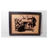 OLD Silhouette Reverse Painted on Glass Colonial