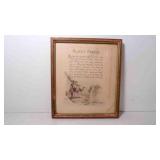Vintage Framed Lithograph Motto Print "Allah