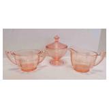 3 Pink Depression Glass Tabletop