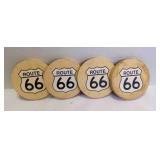 4 Route 66 Absorbent/Padded Wood Car Coaster Set