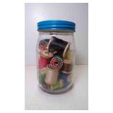 Vintage Miracle Whip Jar w/Vintage Wood Spools