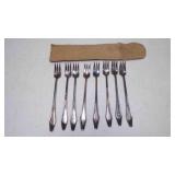 Vintage Set of 8 Holmes & Edwards Pickle Forks &